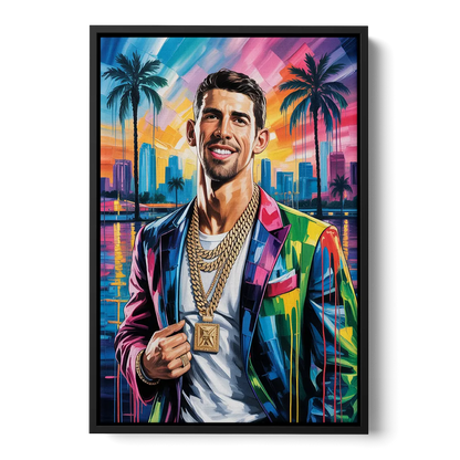 Golden Stream - Black Frame Canvas