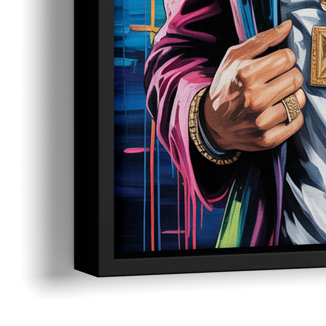 Golden Stream - Close-Up Black Frame Canvas