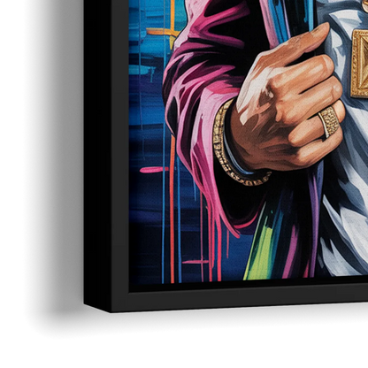 Golden Stream - Close-Up Black Frame Canvas