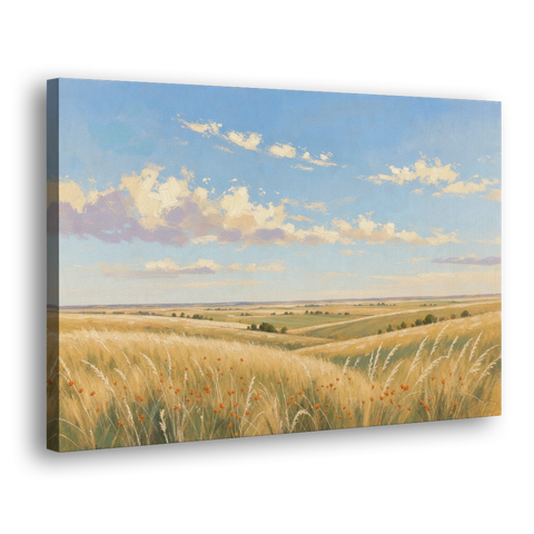 Golden Tallgrass Prairie Above a King Bed - Canvas Wall Art