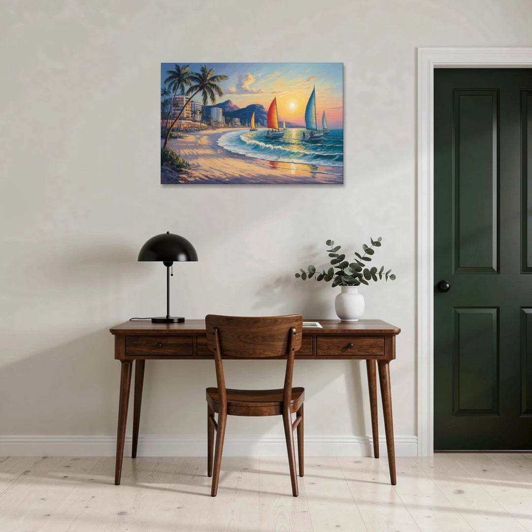 Golden Zone Beachfront - Canvas Wall Art - Office - 36x24