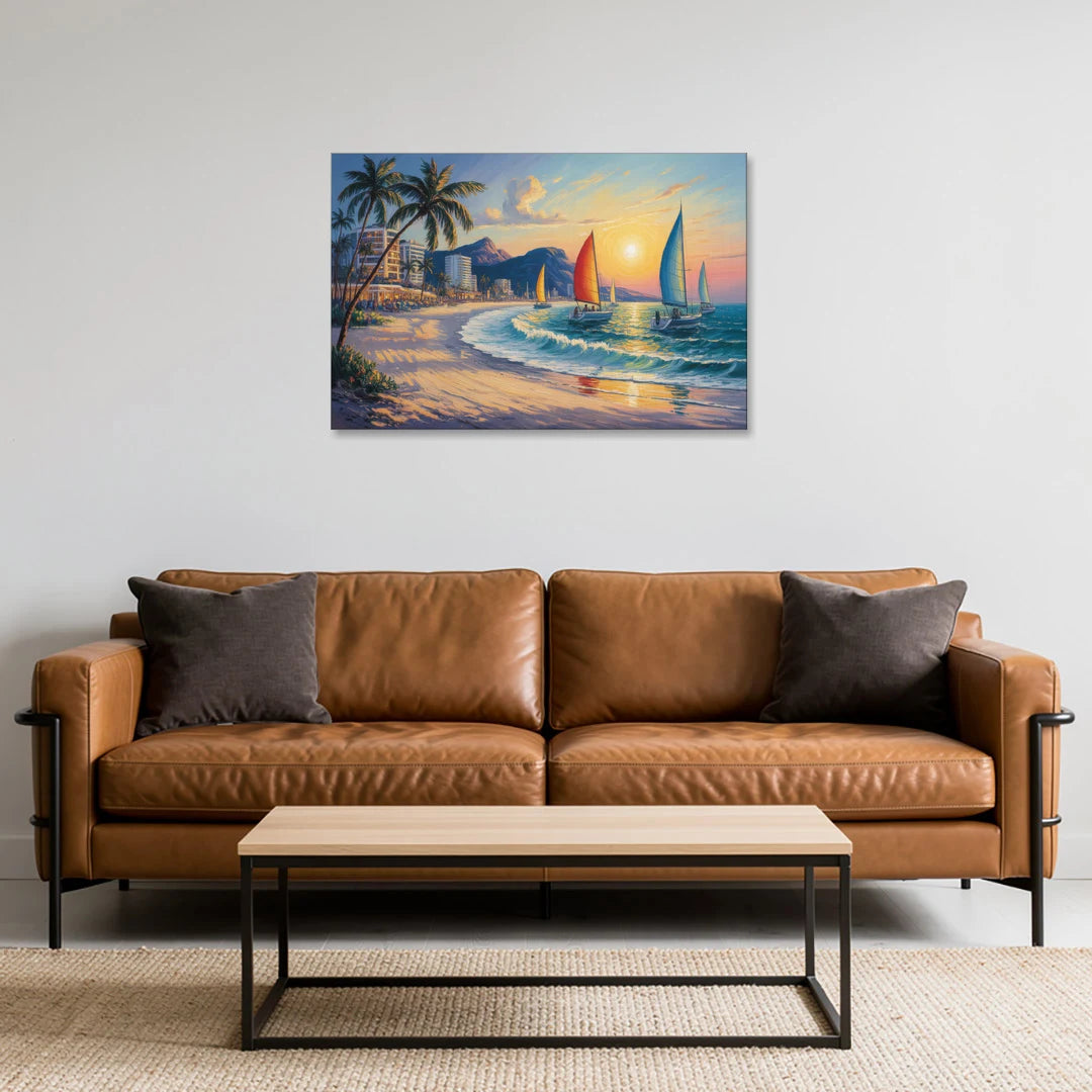 Golden Zone Beachfront - Canvas Wall Art - Sofa - 36x24