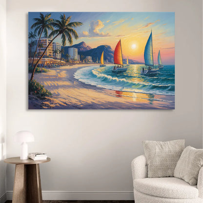 Golden Zone Beachfront Living Room - Canvas Wall Art