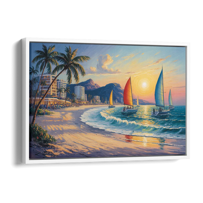 Golden Zone Beachfront Side - White Canvas Wall Art
