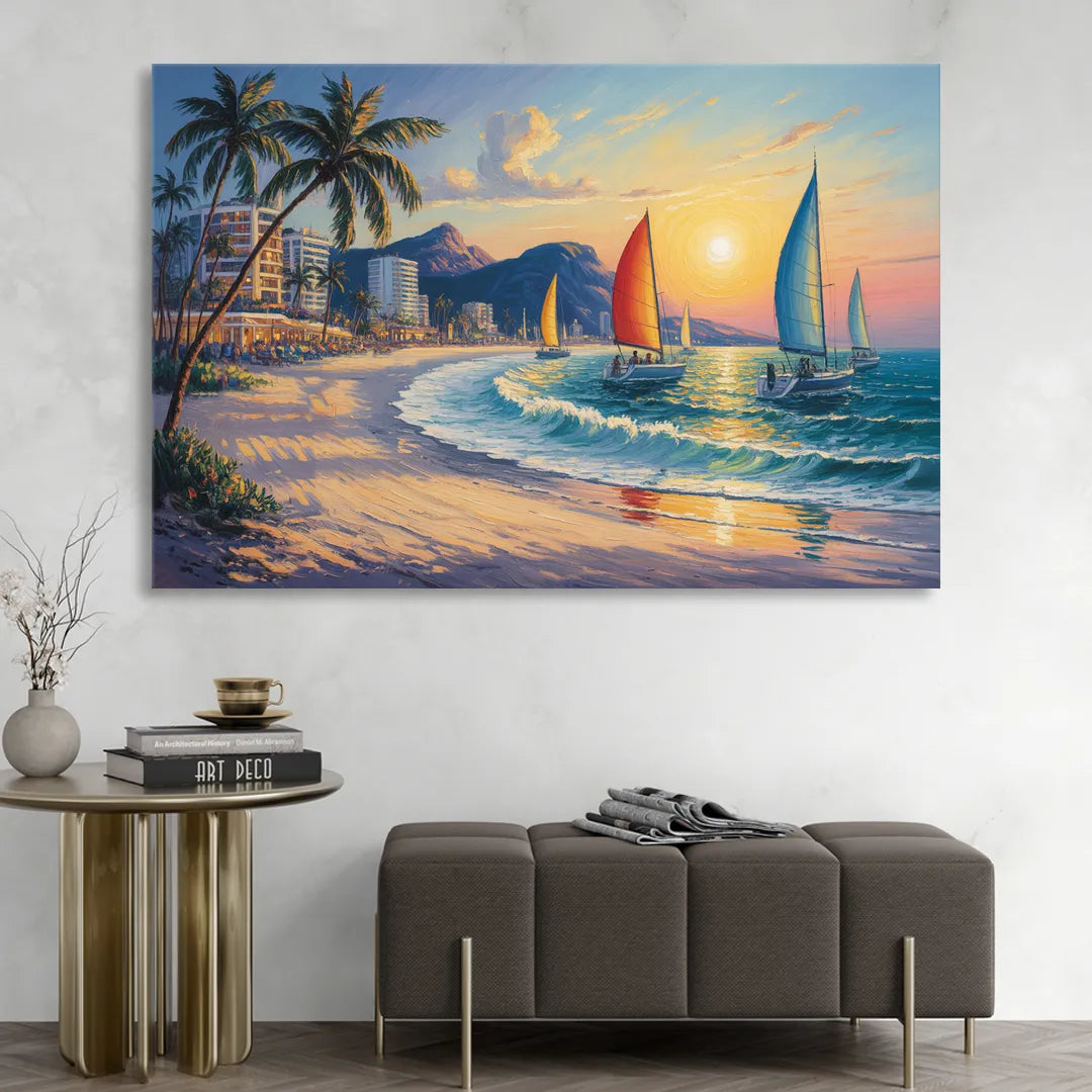 Golden Zone Beachfront Sitting Room - Canvas Wall Art