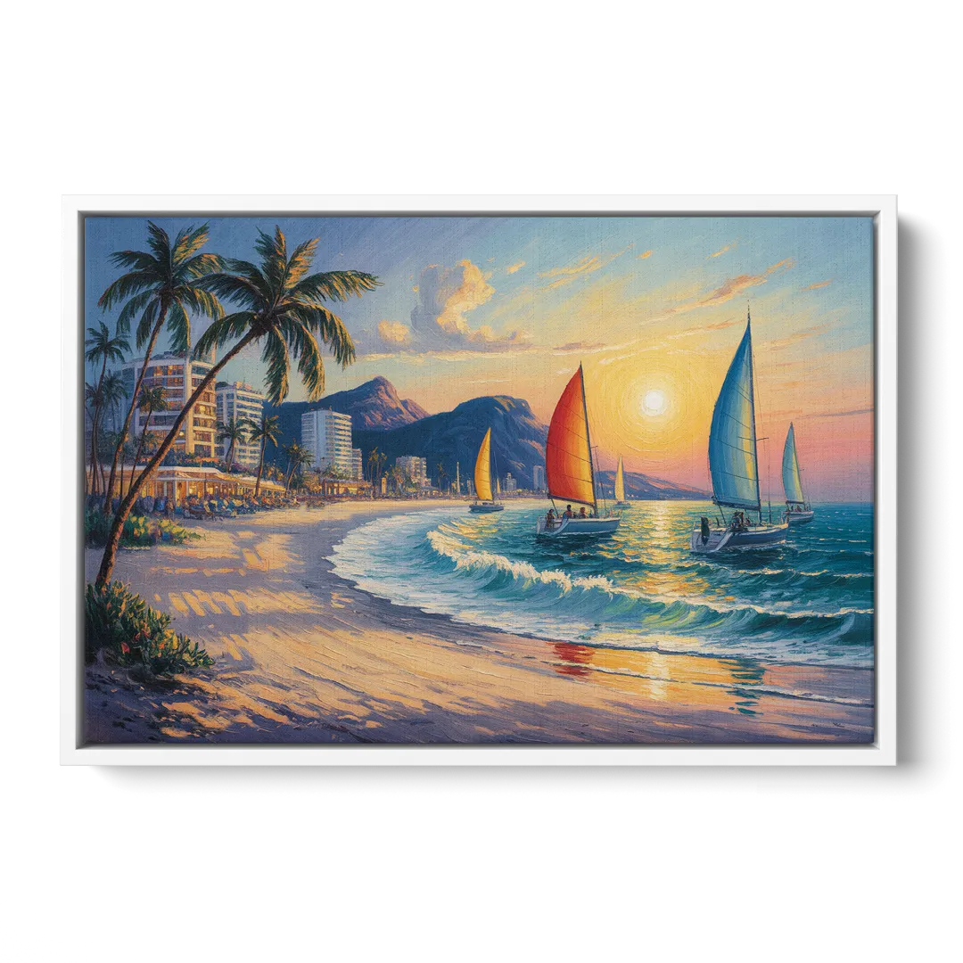 Golden Zone Beachfront Front - White Canvas Wall Art