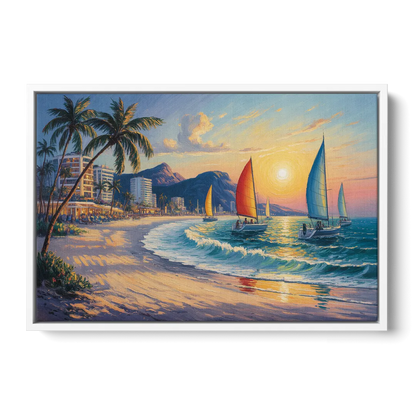 Golden Zone Beachfront Front - White Canvas Wall Art