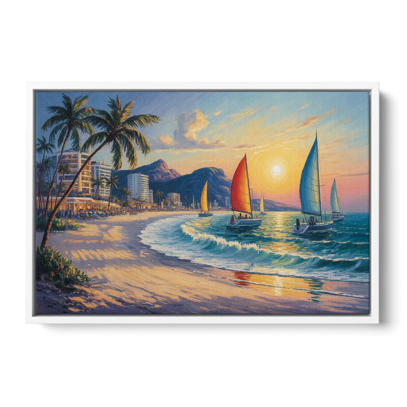 Golden Zone Beachfront Front - White Canvas Wall Art