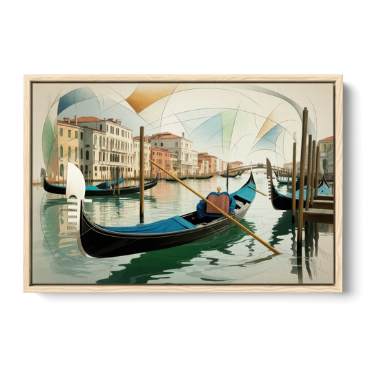 Gondola Dreams - Oak Framed Canvas Wall Art - Front