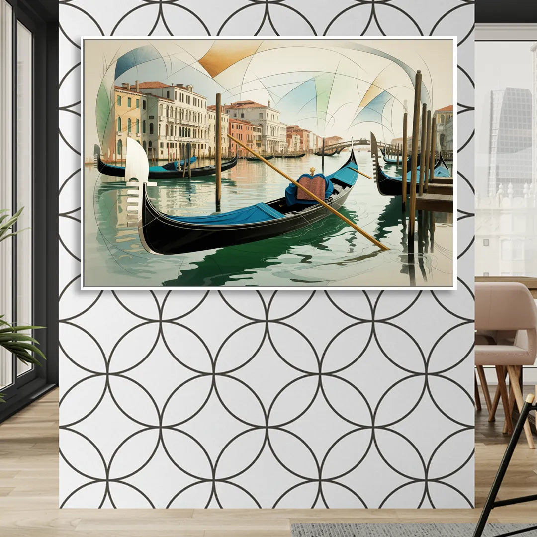 Gondola Dreams Sitting Room - White Canvas Wall Art