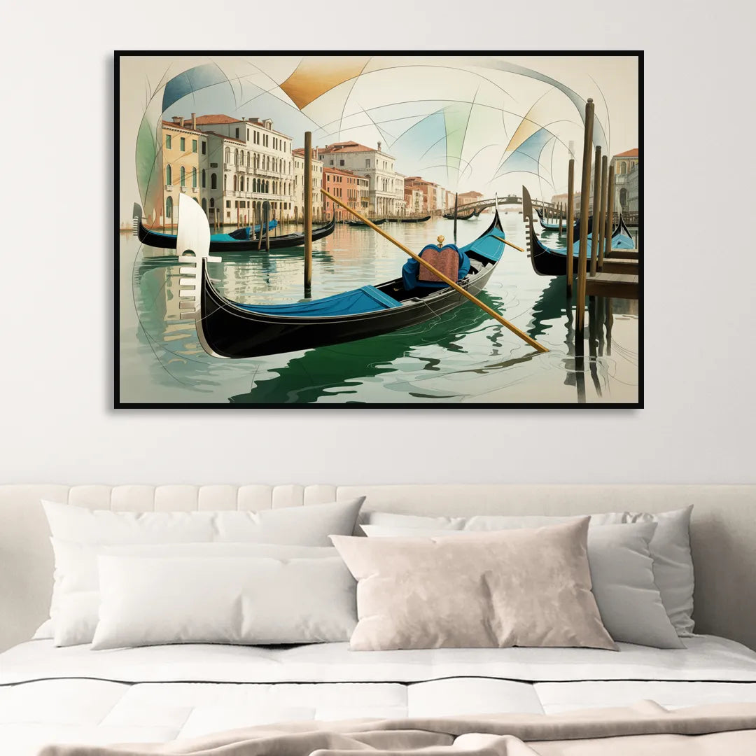 Gondola Dreams Living Room - Black Canvas Wall Art