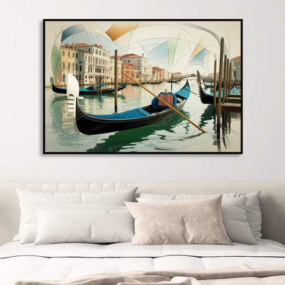 Gondola Dreams Living Room - Black Canvas Wall Art