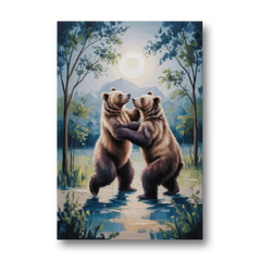 Graceful Bear Dance in Moonlight - Canvas Wall Art - Front