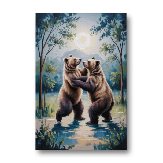 Graceful Bear Dance in Moonlight - Canvas Wall Art - Front