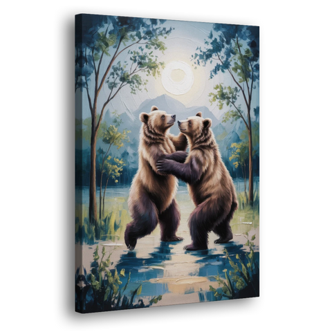 Graceful Bear Dance in Moonlight - Canvas Wall Art - Side