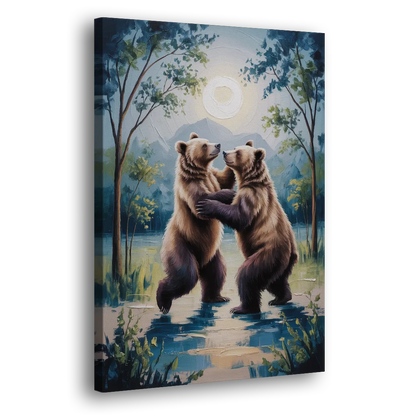 Graceful Bear Dance in Moonlight Side - Canvas Wall Art