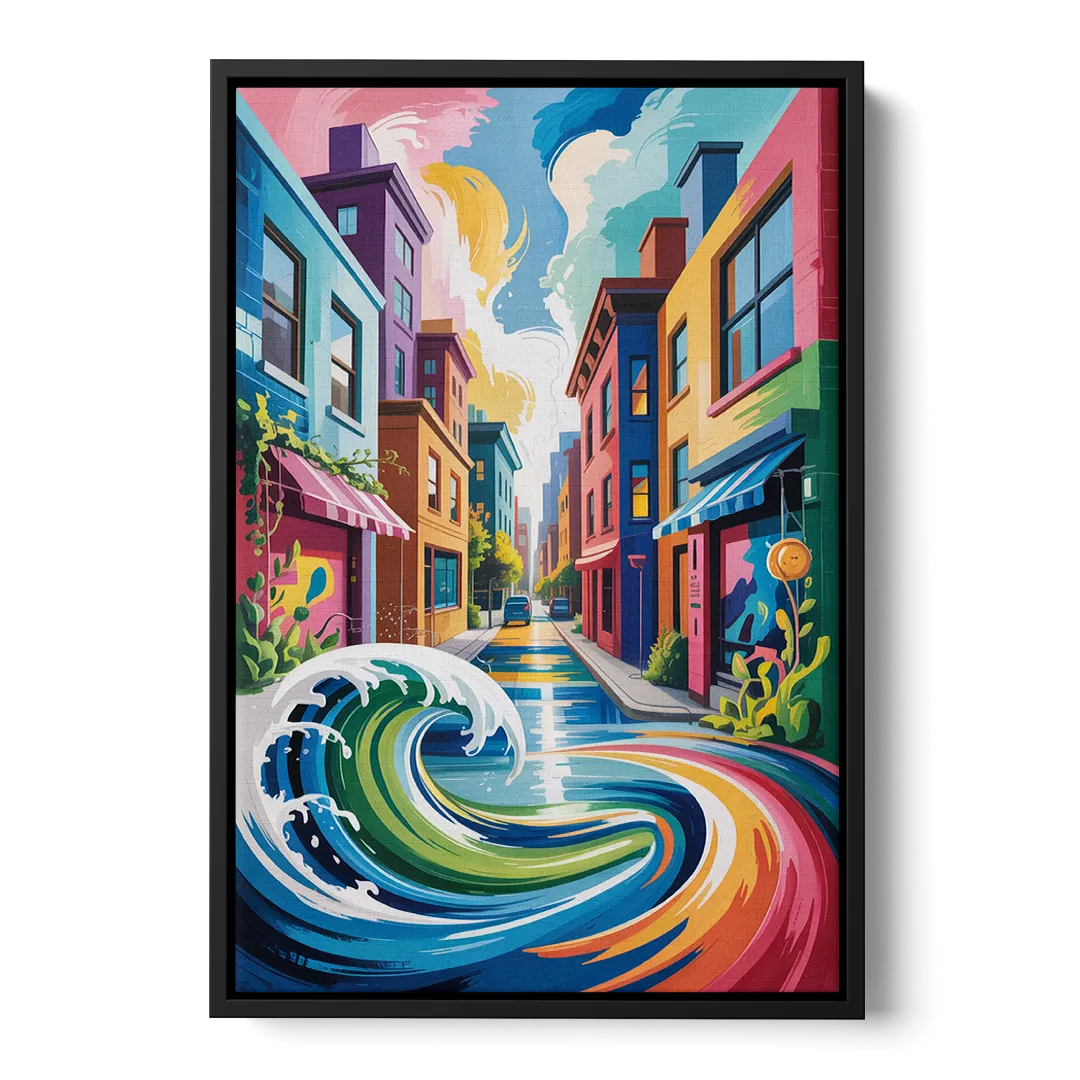 Graffiti Alley Urban Front - Black Canvas Wall Art