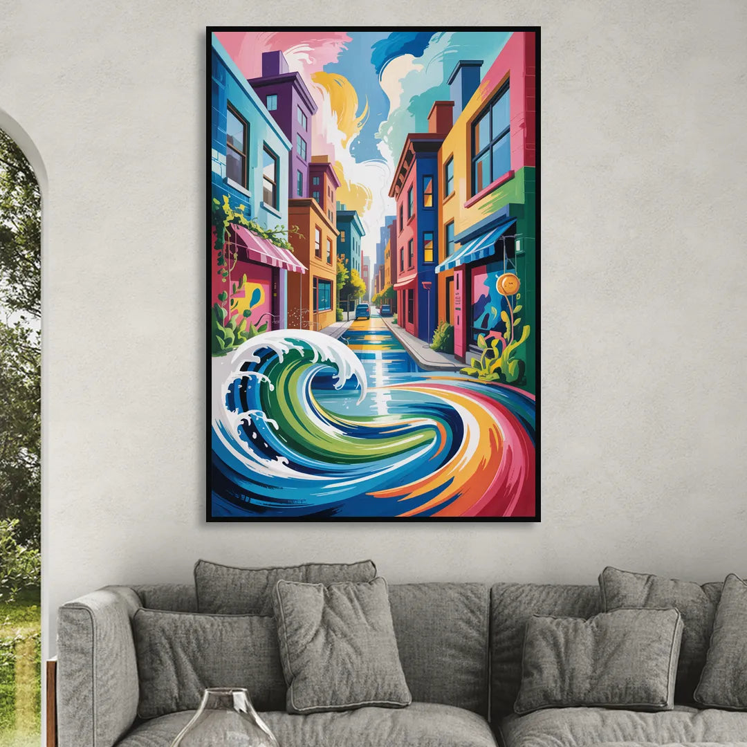 Graffiti Alley Urban Living Room - Black Canvas Wall Art