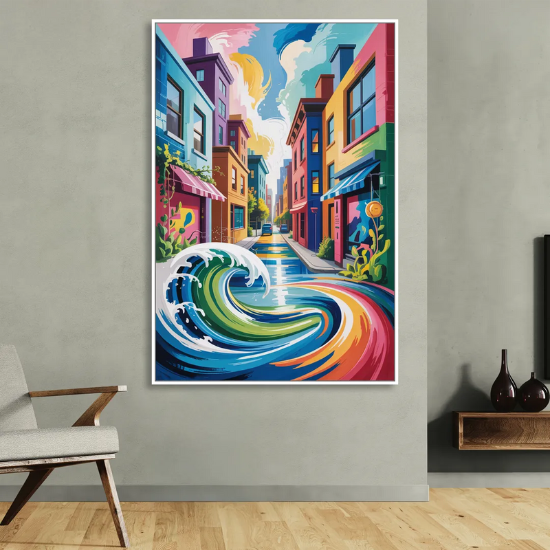 Graffiti Alley Urban Sitting Room - White Canvas Wall Art