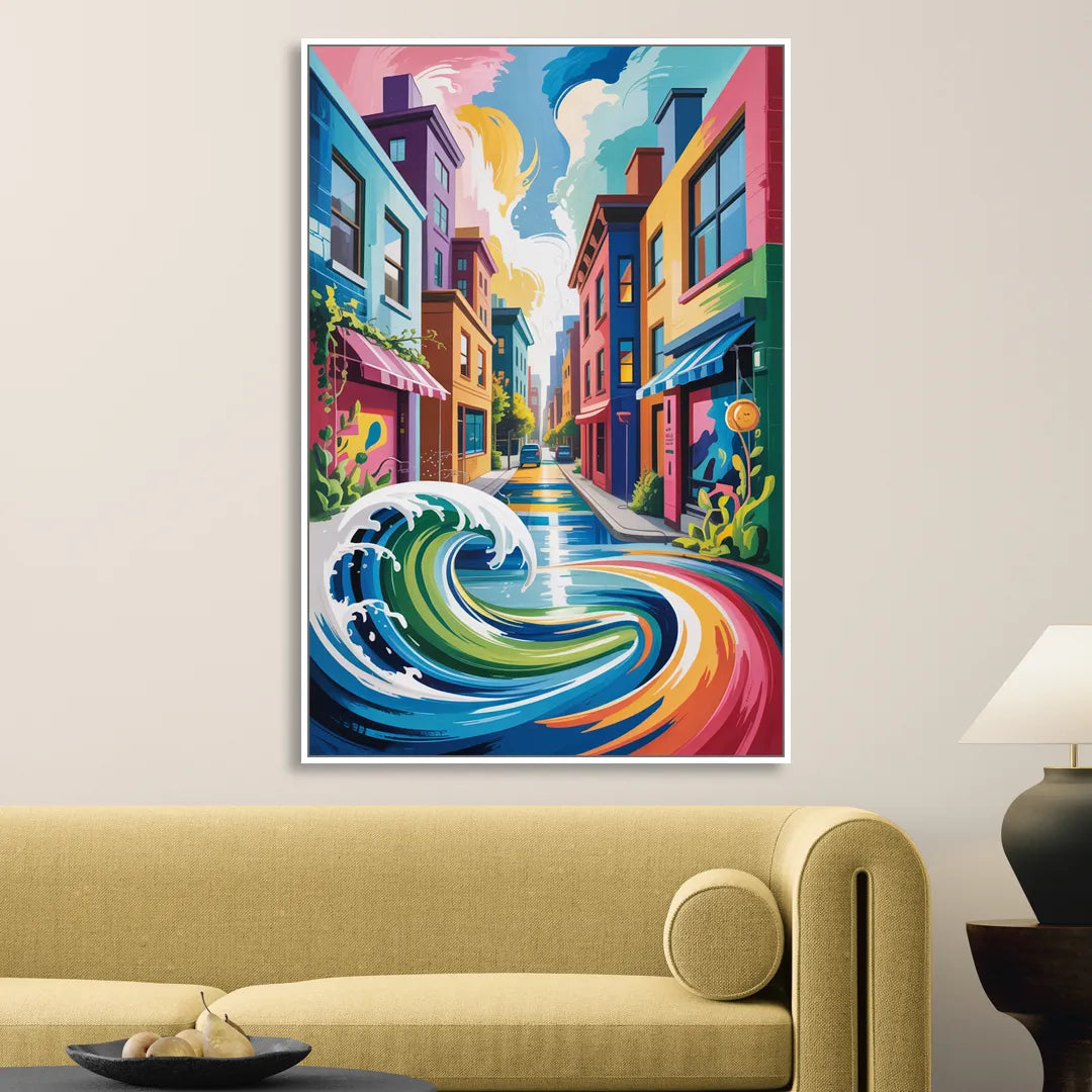 Graffiti Alley Urban Living Room - White Canvas Wall Art