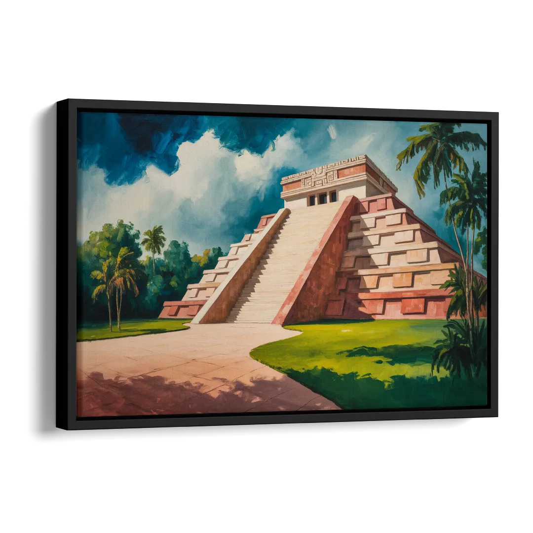 Gran Museo del Mundo Maya Side - Black Canvas Wall Art