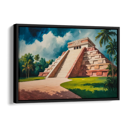 Gran Museo del Mundo Maya Side - Black Canvas Wall Art