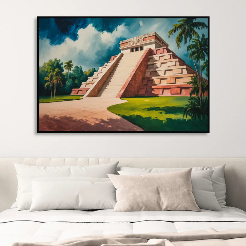 Gran Museo del Mundo Maya Living Room - Black Canvas Wall Art