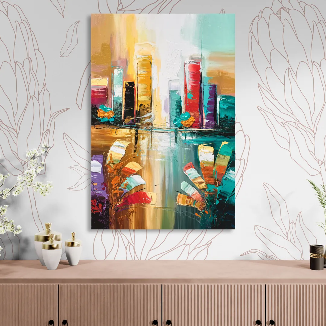 Grand Rapids Artistic City Vibes Living Room - Canvas Wall Art
