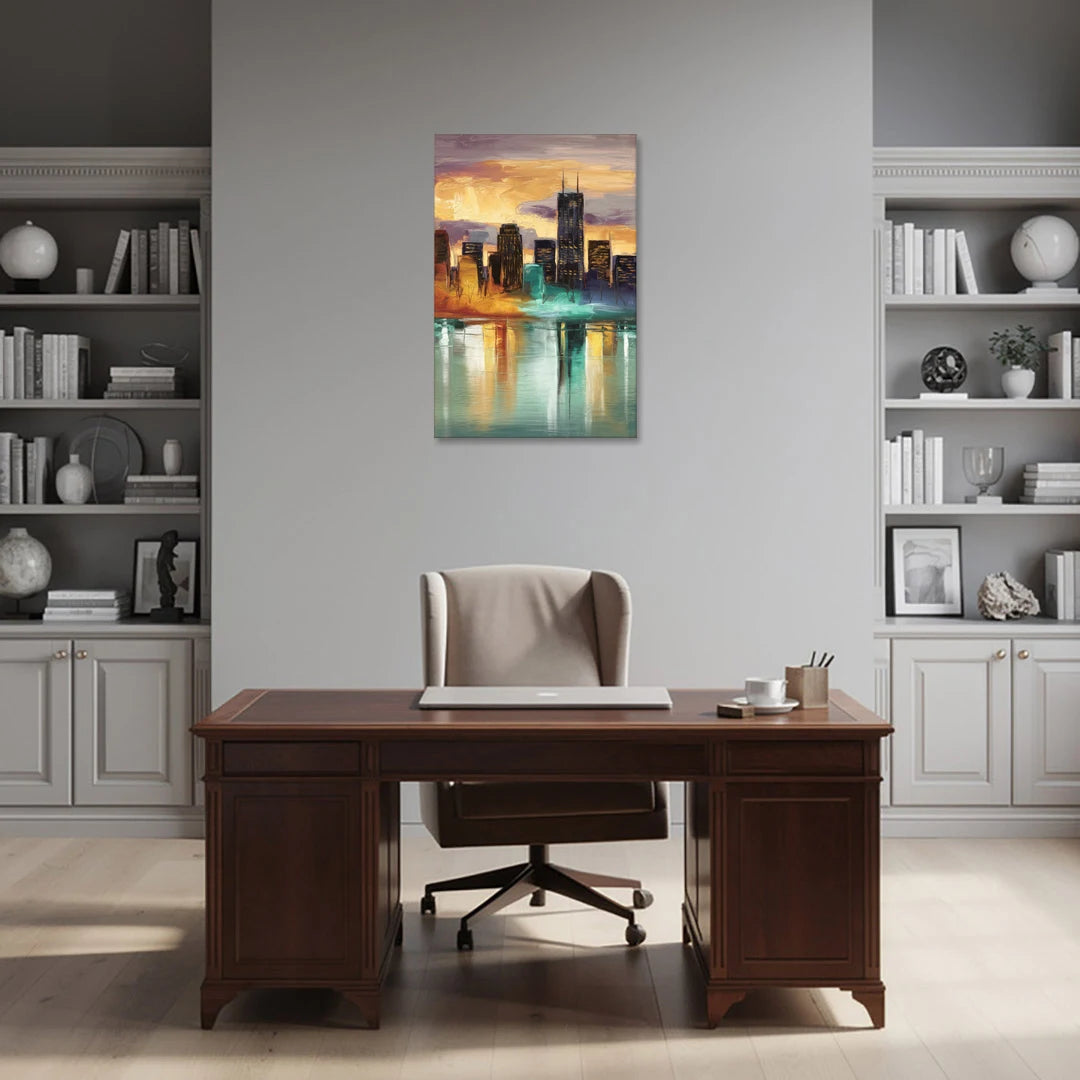 Grand Rapids Cityscape Reflections - Canvas Wall Art - Office - 24x36