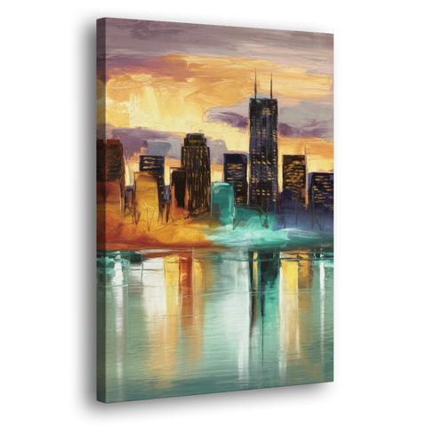 Grand Rapids Cityscape Reflections - Canvas Wall Art - Side