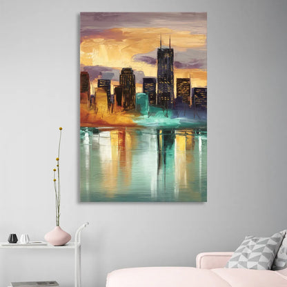 Grand Rapids Cityscape Reflections Sitting Room - Canvas Wall Art