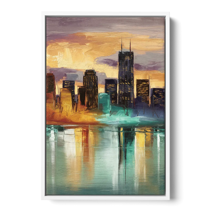 Grand Rapids Cityscape Reflections Front - White Canvas Wall Art
