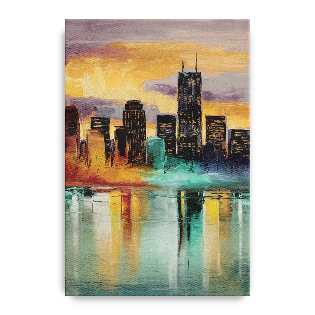 Grand Rapids Cityscape Reflections Front - Canvas Wall Art