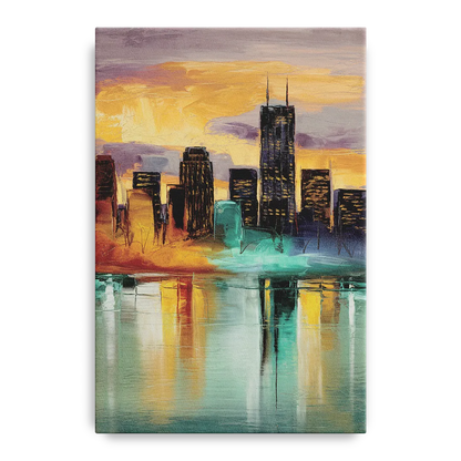 Grand Rapids Cityscape Reflections Front - Canvas Wall Art