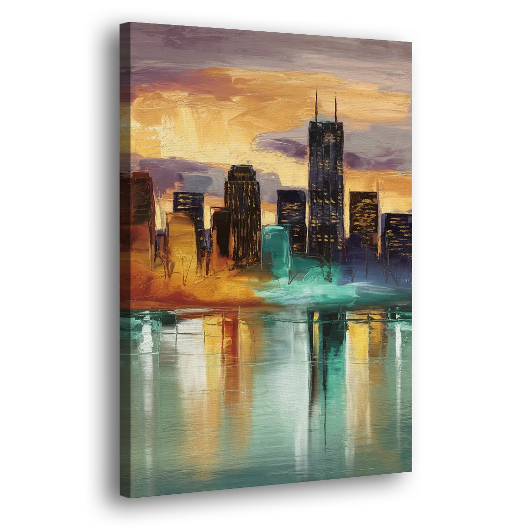 Grand Rapids Cityscape Reflections Side - Canvas Wall Art