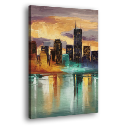 Grand Rapids Cityscape Reflections Side - Canvas Wall Art