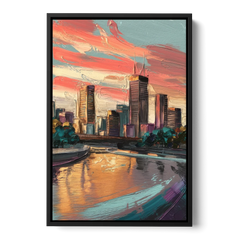 Grand Rapids Downtown Skyline - Black Framed Canvas Wall Art - Front