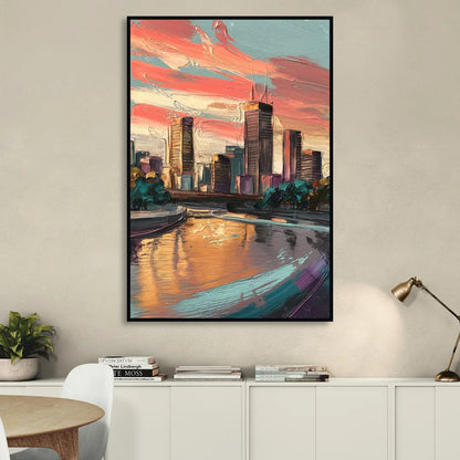 Grand Rapids Downtown Skyline Sitting Room - Black Canvas Wall Art