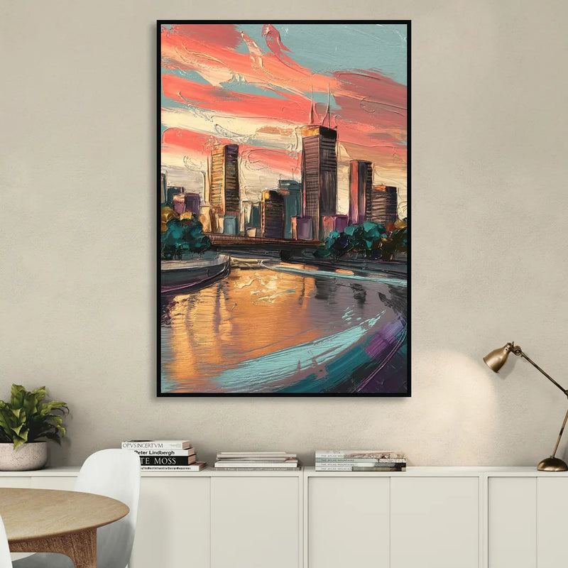 Grand Rapids Downtown Skyline Sitting Room - Black Canvas Wall Art