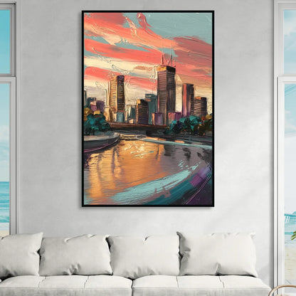 Grand Rapids Downtown Skyline Living Room - Black Canvas Wall Art