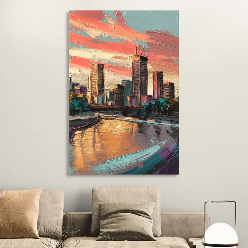 Grand Rapids Downtown Skyline Sitting Room - Canvas Wall Art