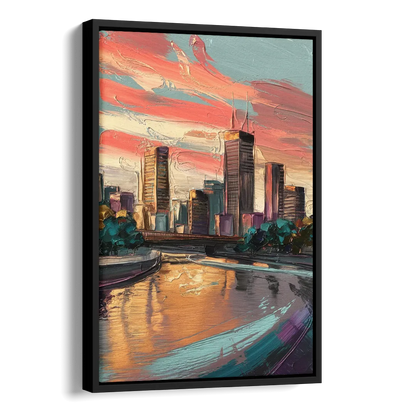 Grand Rapids Downtown Skyline Side - Black Canvas Wall Art