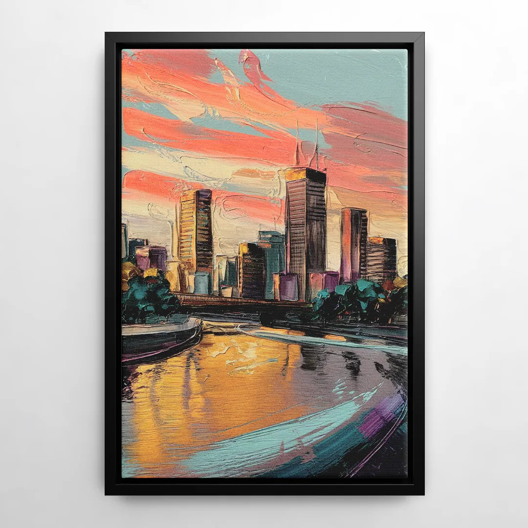 Grand Rapids Downtown Skyline - Black Frame Canvas