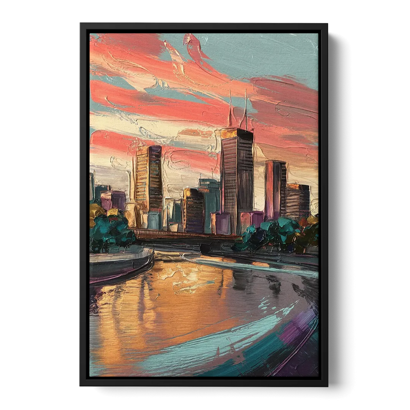 Grand Rapids Downtown Skyline Front - Black Canvas Wall Art