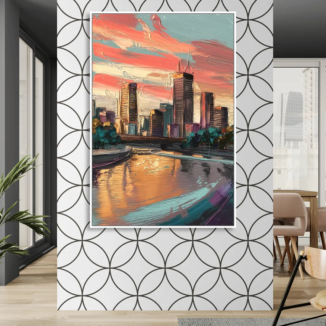 Grand Rapids Downtown Skyline Living Room - White Canvas Wall Art