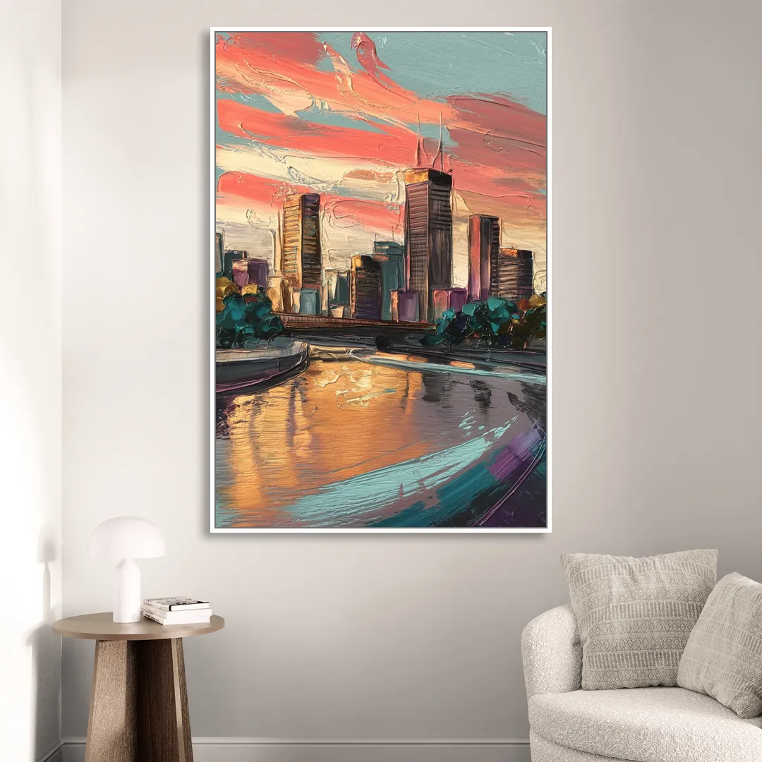 Grand Rapids Downtown Skyline Sitting Room - White Canvas Wall Art