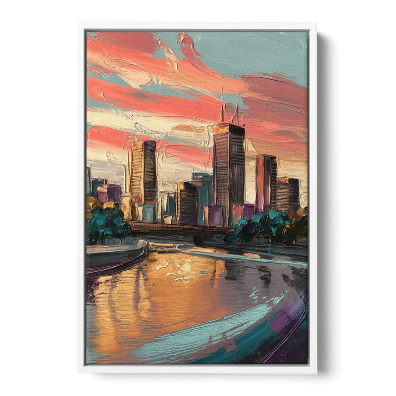 Grand Rapids Downtown Skyline Front - White Canvas Wall Art