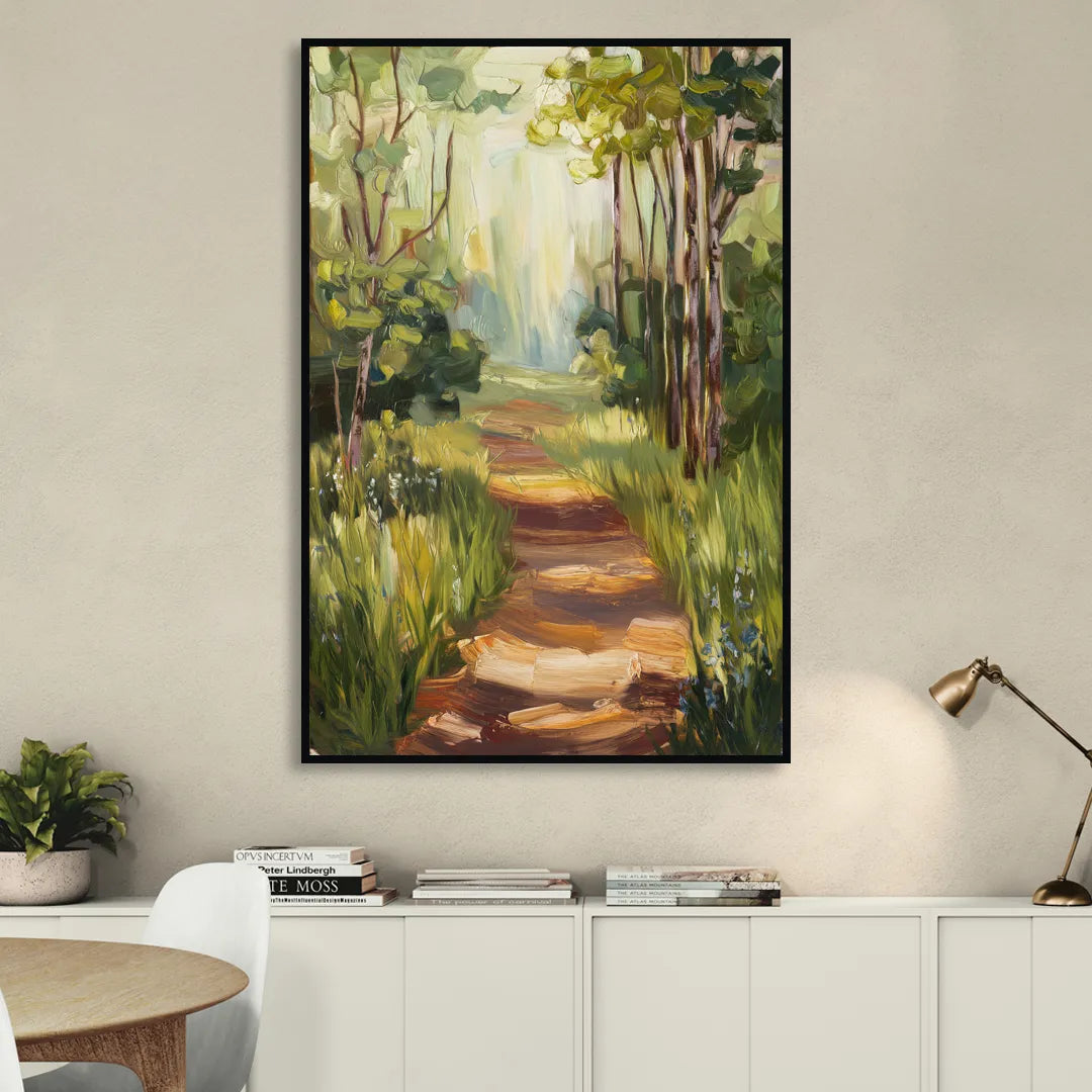 Grand Rapids Forest and Trails Living Room - Black Canvas Wall Art
