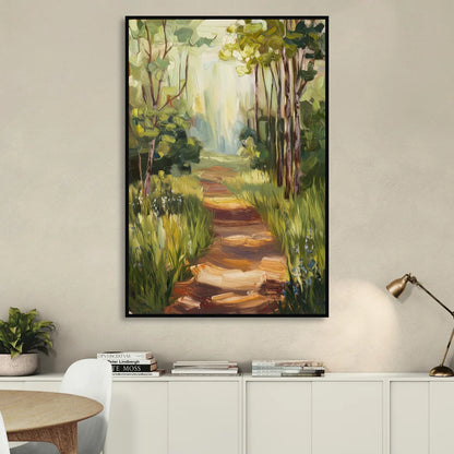 Grand Rapids Forest and Trails Living Room - Black Canvas Wall Art