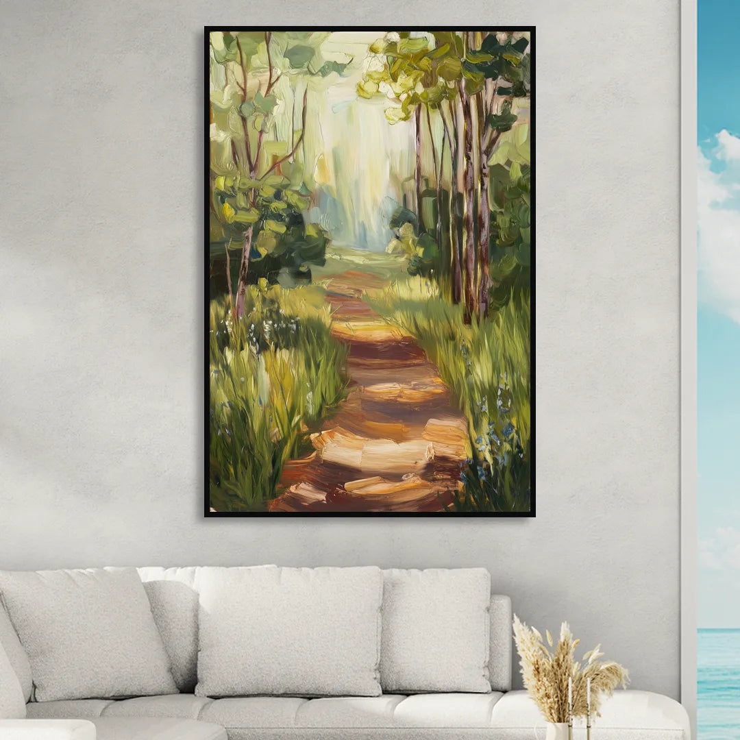 Grand Rapids Forest and Trails Sitting Room - Black Canvas Wall Art